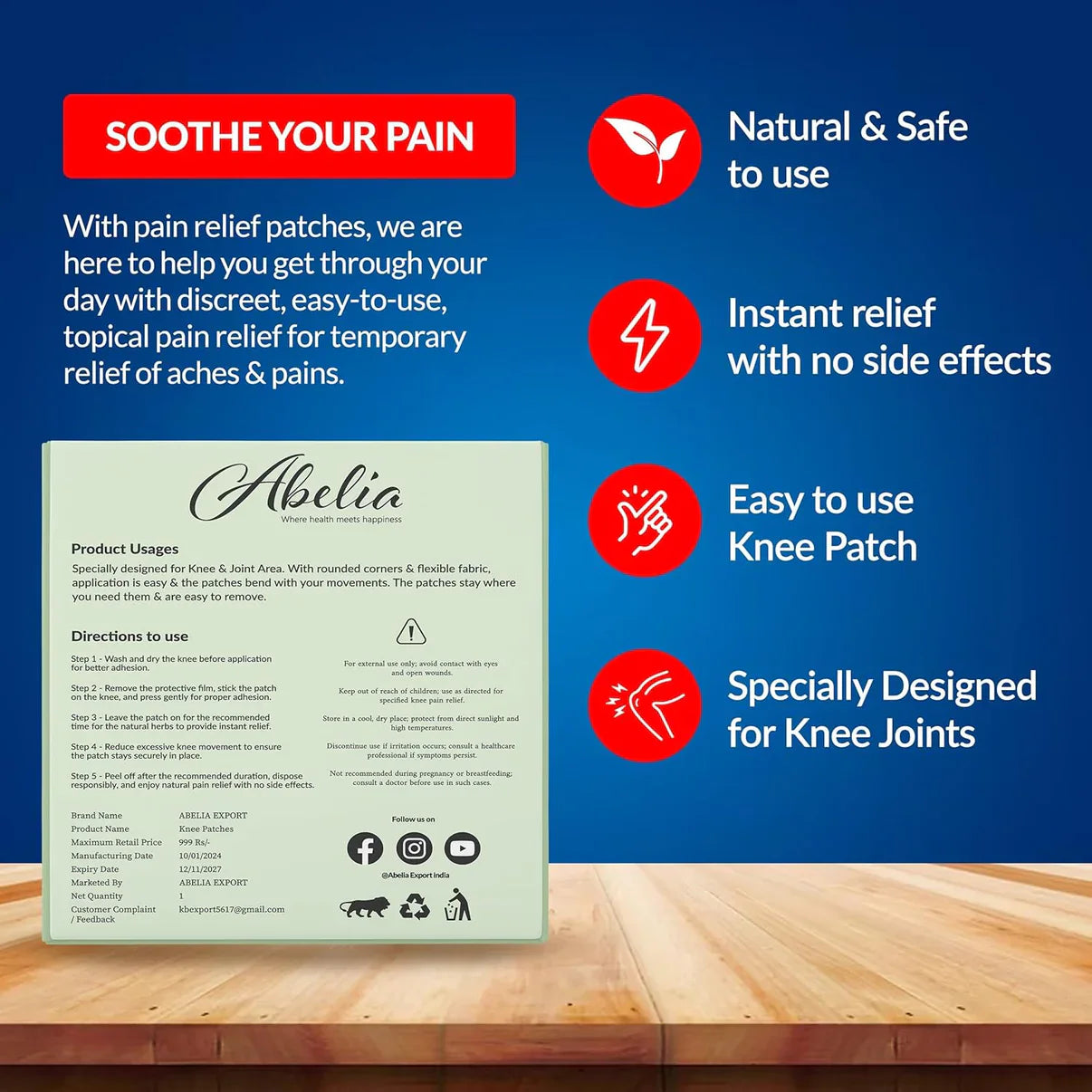 Herbal Knee Pain Relief Patch ( 20 Pcs )
