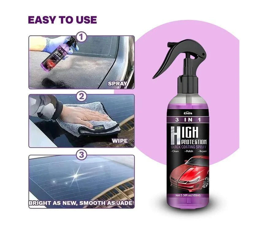High Protection 3 in 1 Car Ceramic Coating Spray - Quick Car Wax Polish Spray (100 ML) (Pack of 2)