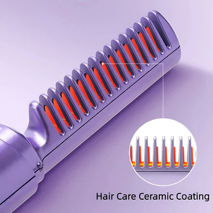 Rechargeable Mini Hair Straightener, Portable Cordless Hair Straightener Brush, 3 Adjustable Temp Flat Iron