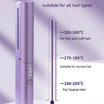 Rechargeable Mini Hair Straightener, Portable Cordless Hair Straightener Brush, 3 Adjustable Temp Flat Iron