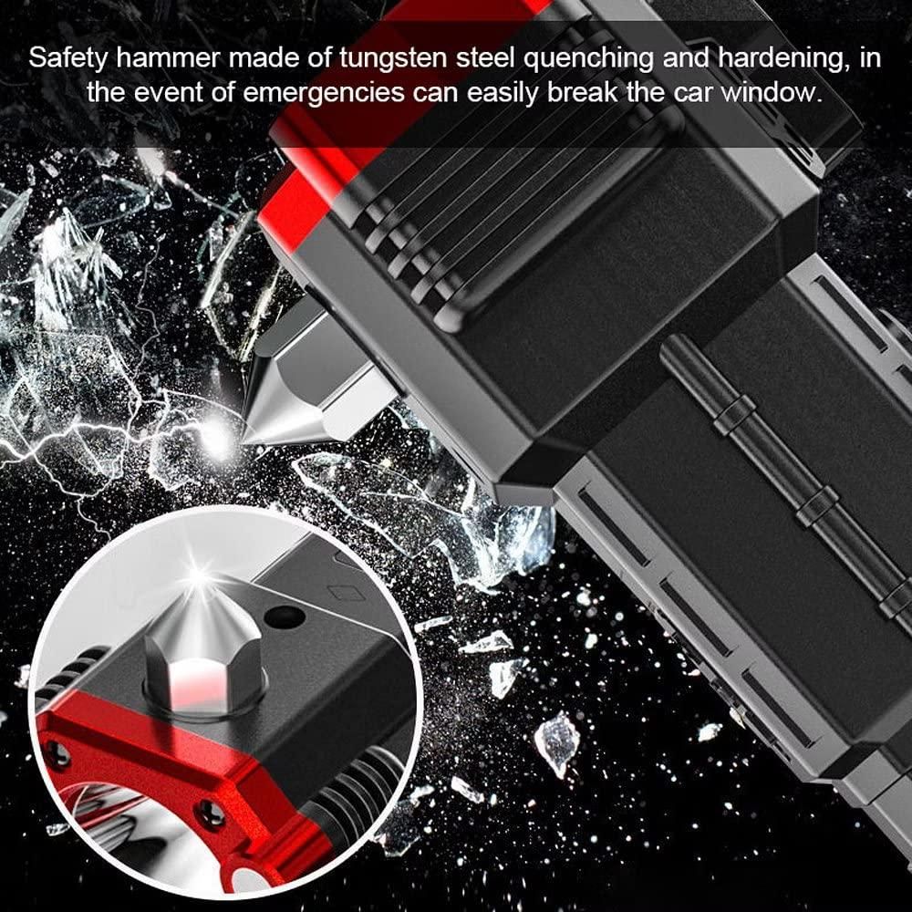 Portable Rechargeable Torch LED Flashlight Long Distance Beam Range with Power Bank, Hammer and Strong Magnets,Car Rescue Torch with Hammer Window Glass