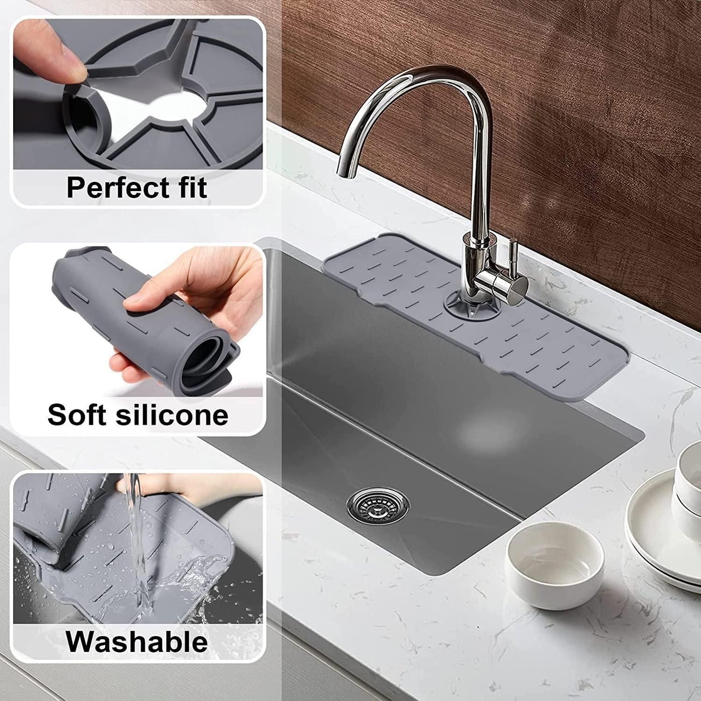 Silicone Faucet Handle Drip Catcher Absorbent Mat