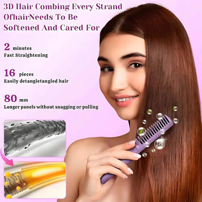Rechargeable Mini Hair Straightener, Portable Cordless Hair Straightener Brush, 3 Adjustable Temp Flat Iron
